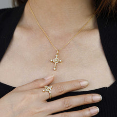 Heart Cross Cord Necklace