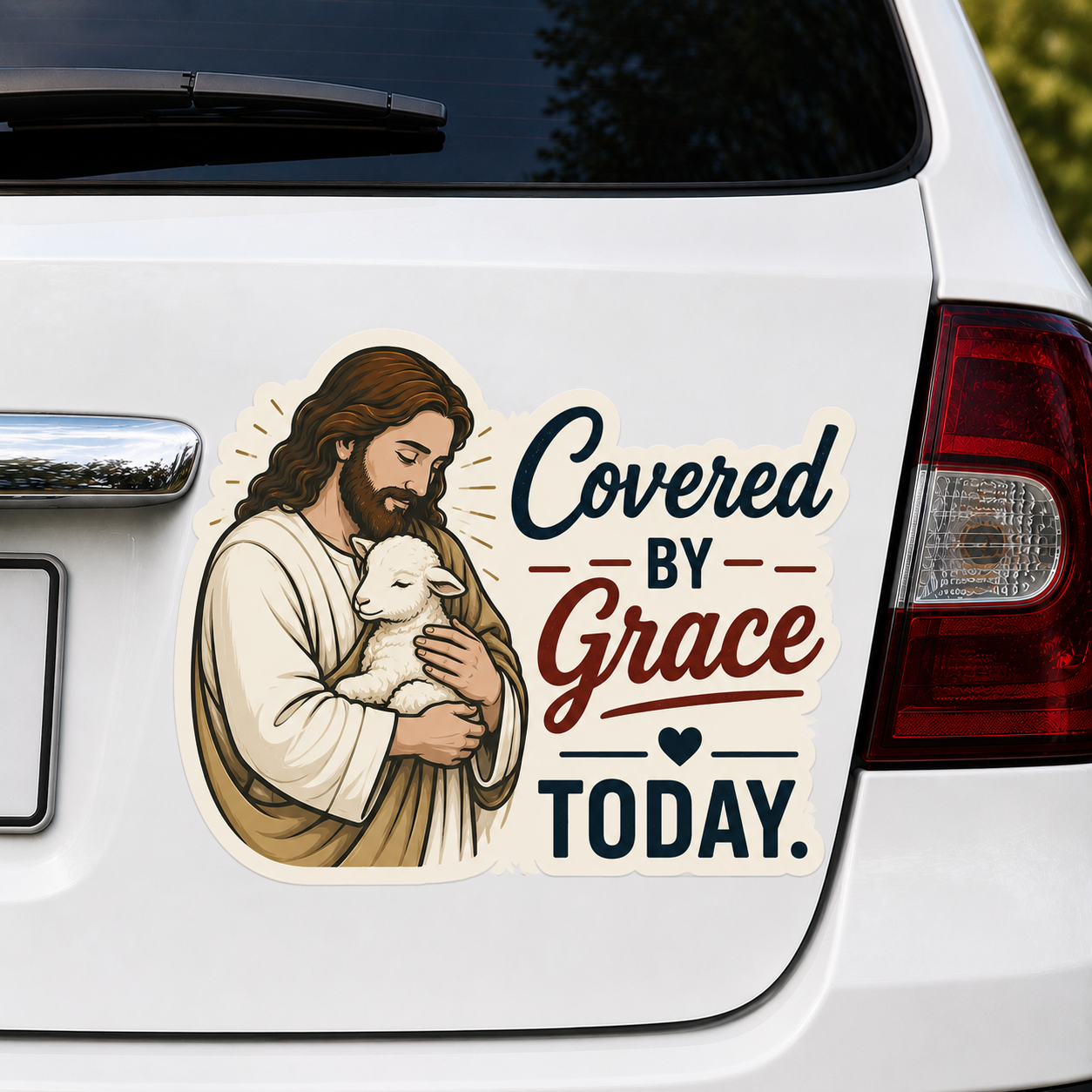 Covered By Grace Today, Adhesive-Free Magnetic Design, Suitable for Car Doors & Trunks
