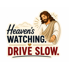 Heaven's Watching. Drive Slow. Adhesive-Free Magnetic Design, Suitable for Car Doors & Trunks