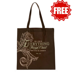 Everything Through Christ Fluted Iris Shopping Tote Bag - Philippians 4:13