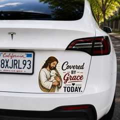 Covered By Grace Today, Adhesive-Free Magnetic Design, Suitable for Car Doors & Trunks