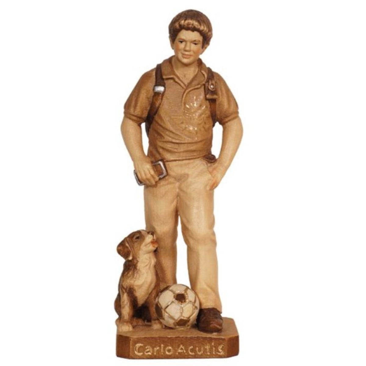 Carlo Acutis with Dog and Ball 6.5" Triple Stained Ready to Ship