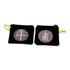 St. Benedict Velvet Rosary Pouch – Protective Storage Bag