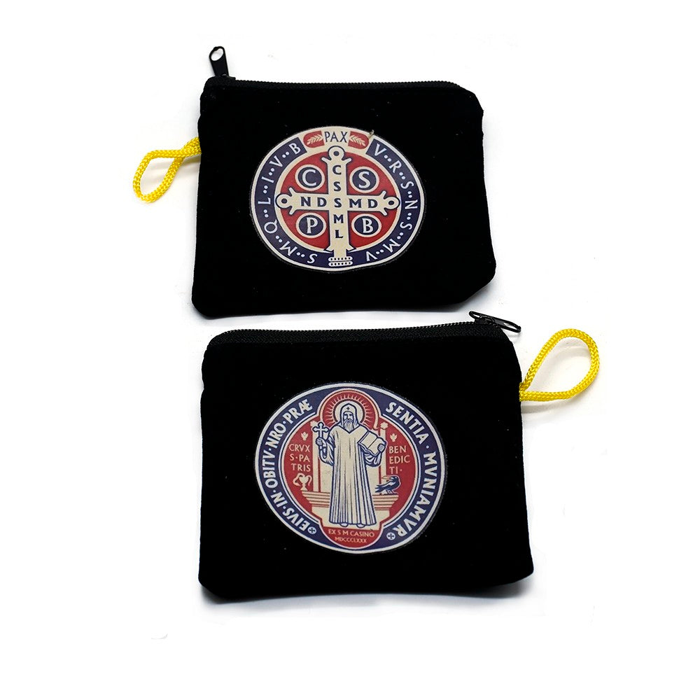 St. Benedict Velvet Rosary Pouch – Protective Storage Bag