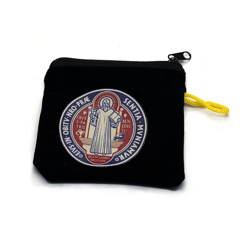 St. Benedict Velvet Rosary Pouch – Protective Storage Bag