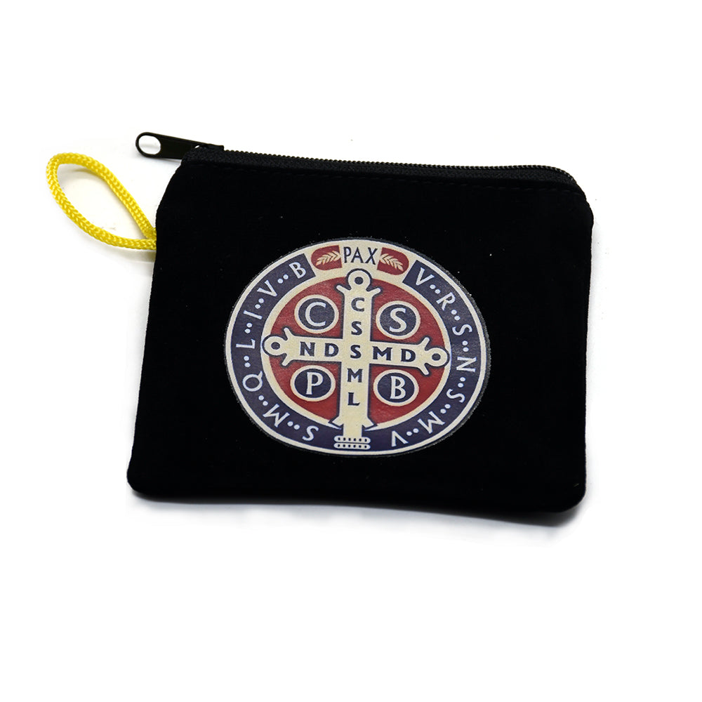 St. Benedict Velvet Rosary Pouch – Protective Storage Bag