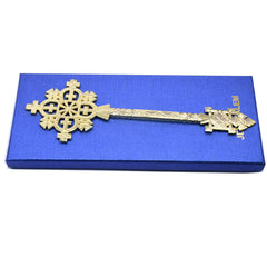 Gold Jerusalem Handheld Crucifix with Gift Box – Christian Blessing Cross Set