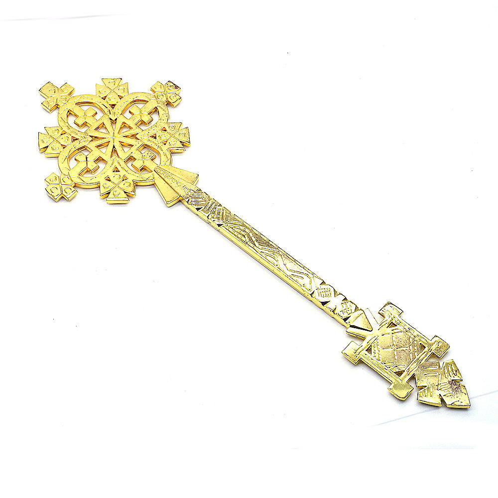 Gold Jerusalem Handheld Crucifix with Gift Box – Christian Blessing Cross Set