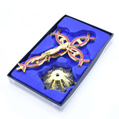 12×21cm Metal Crucifix Desktop Ornament Gold Plated Cross Stand Religious Decor for Home Office Gift