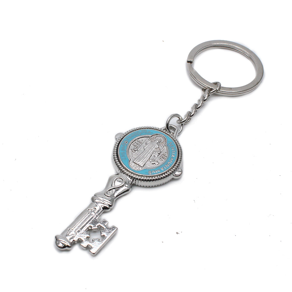 St. Benedict Medal Keychain Colorful Religious Key Ring Catholic Gift