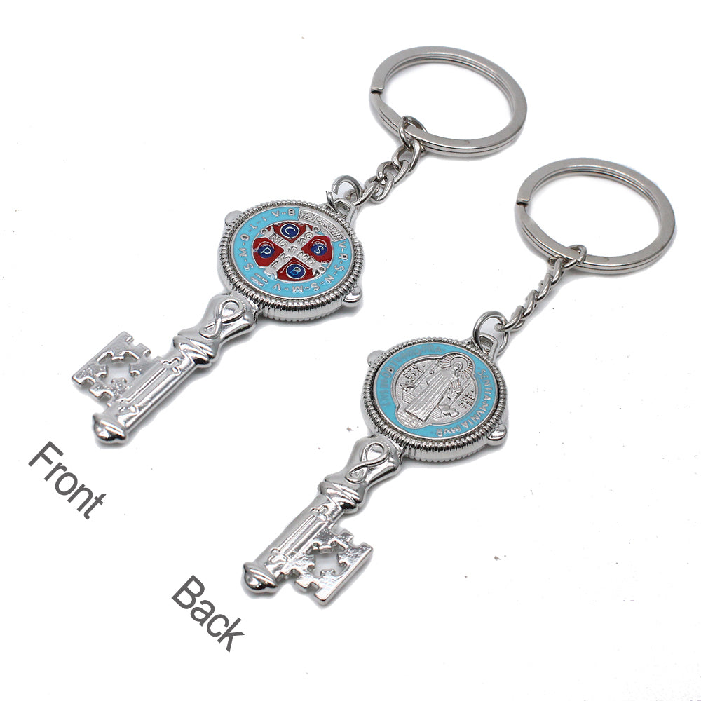St. Benedict Medal Keychain Colorful Religious Key Ring Catholic Gift