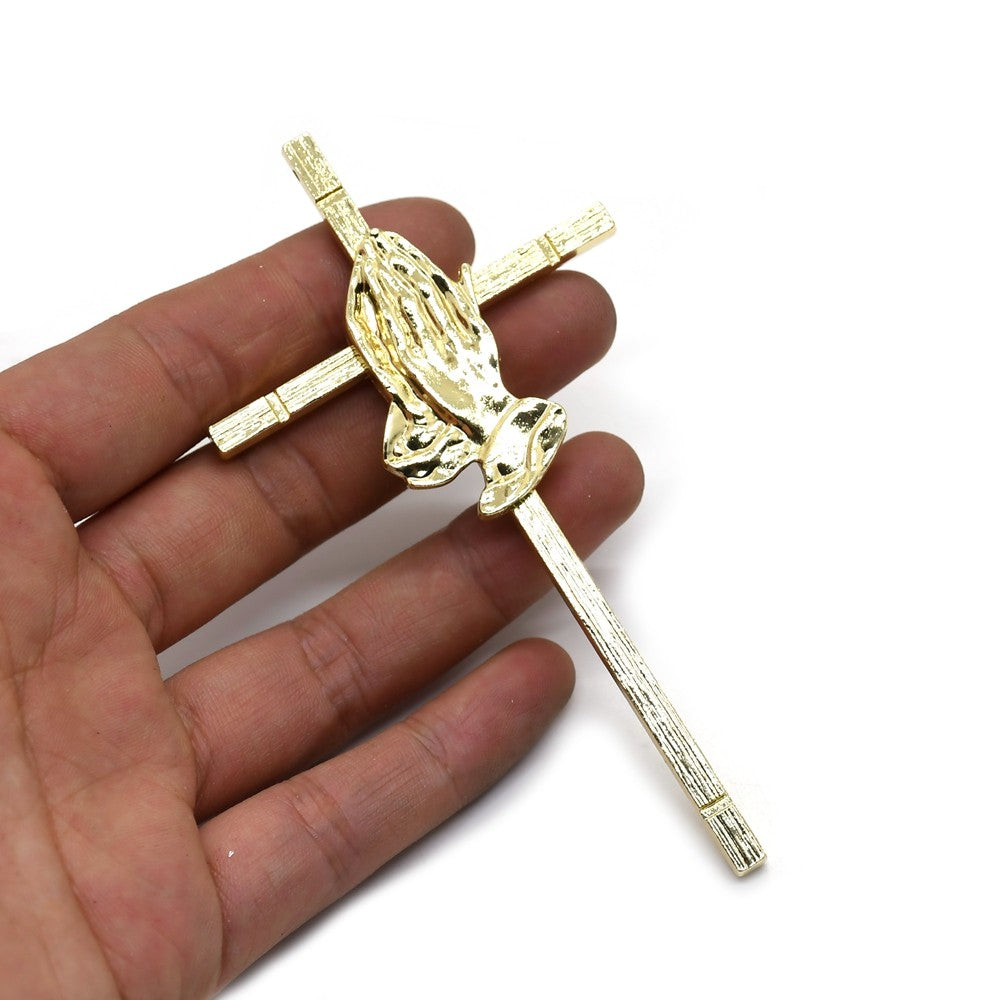 Gold Electroplated Cross Pendant – Metal Crucifix DIY Jewelry Charm