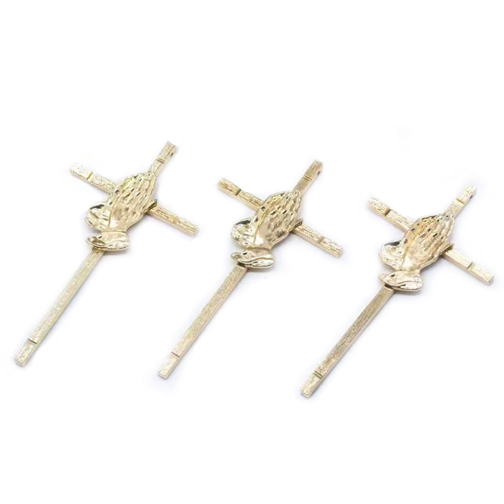 Gold Electroplated Cross Pendant – Metal Crucifix DIY Jewelry Charm