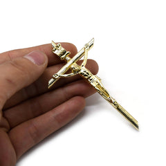 Gold Metal Crucifix Pendant – Christian Cross Necklace Charm