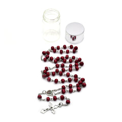 Scented Wooden Rosary Beads – Cross Necklace with Glass Bottle