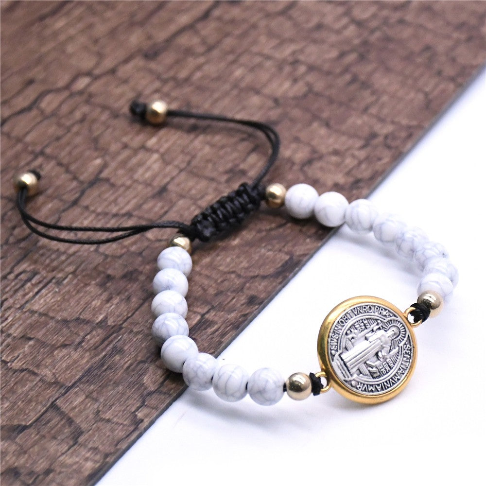 Catholic Rosary Bracelet – Holy Trinity Beaded Prayer Bracelet with Cross