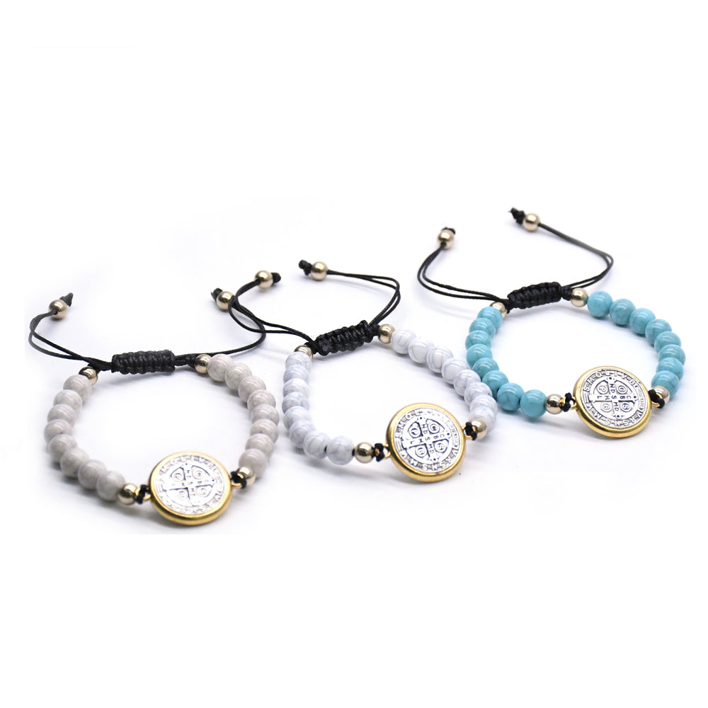 Catholic Rosary Bracelet – Holy Trinity Beaded Prayer Bracelet with Cross