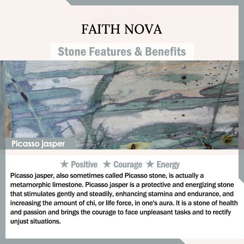 Faith Nova 108 Mala Beads Picasso Jasper Stone Courage Energy Bracelet