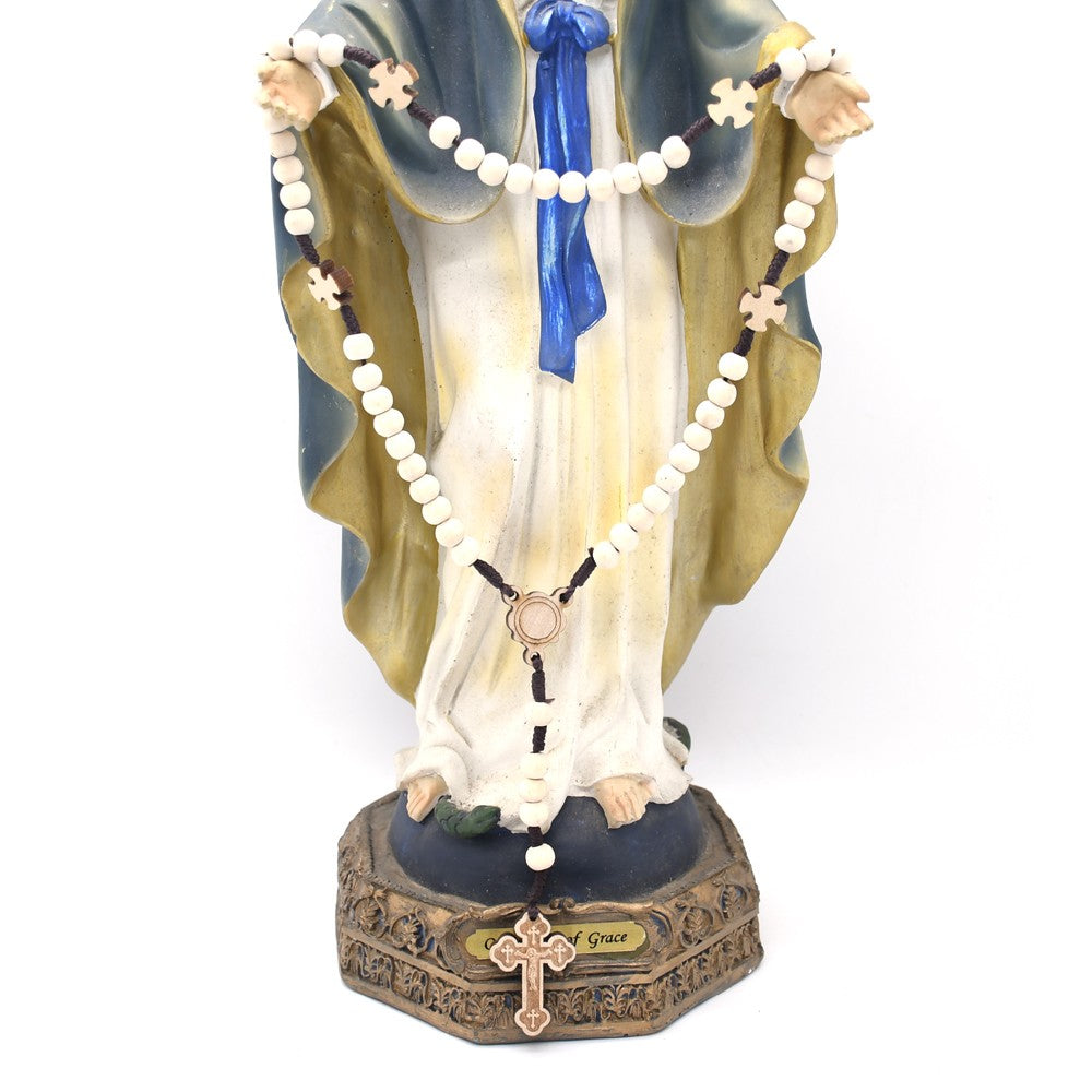 Handcrafted Natural Wood Rosary Necklace – Cross Design