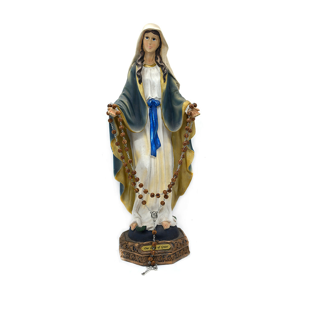 Carved Pine Wood Rosary Necklace – Evil Eye Beads with Cross