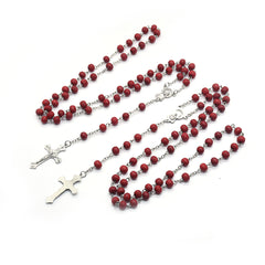 Classic Burgundy Scented Wooden Rosary – Cross Necklace Gift Set