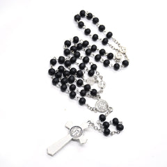 Black Wooden Rosary Necklace – St. Benedict Cross