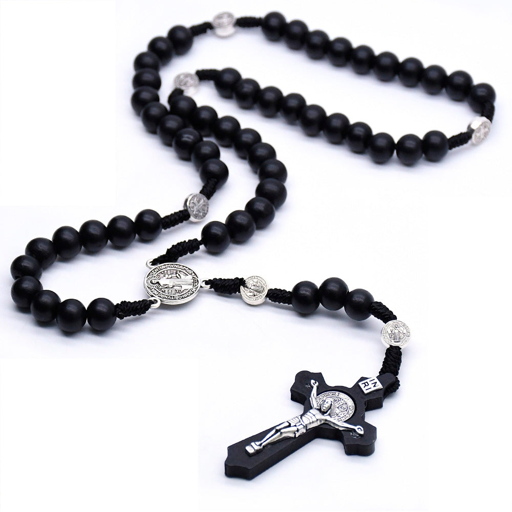 Classic Wooden Rosary Necklace – Handcrafted Cross Design