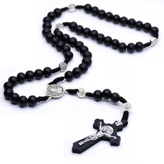Classic Wooden Rosary Necklace – Handcrafted Cross Design