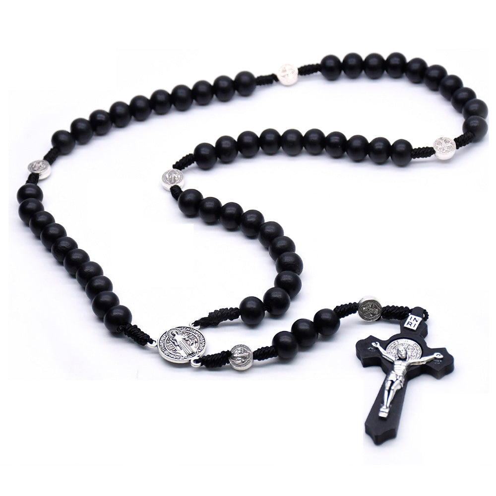 Classic Wooden Rosary Necklace – Handcrafted Cross Design