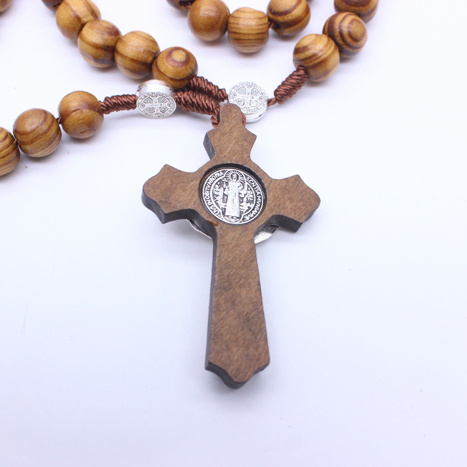 Classic Wooden Rosary Necklace – Handcrafted Cross Design