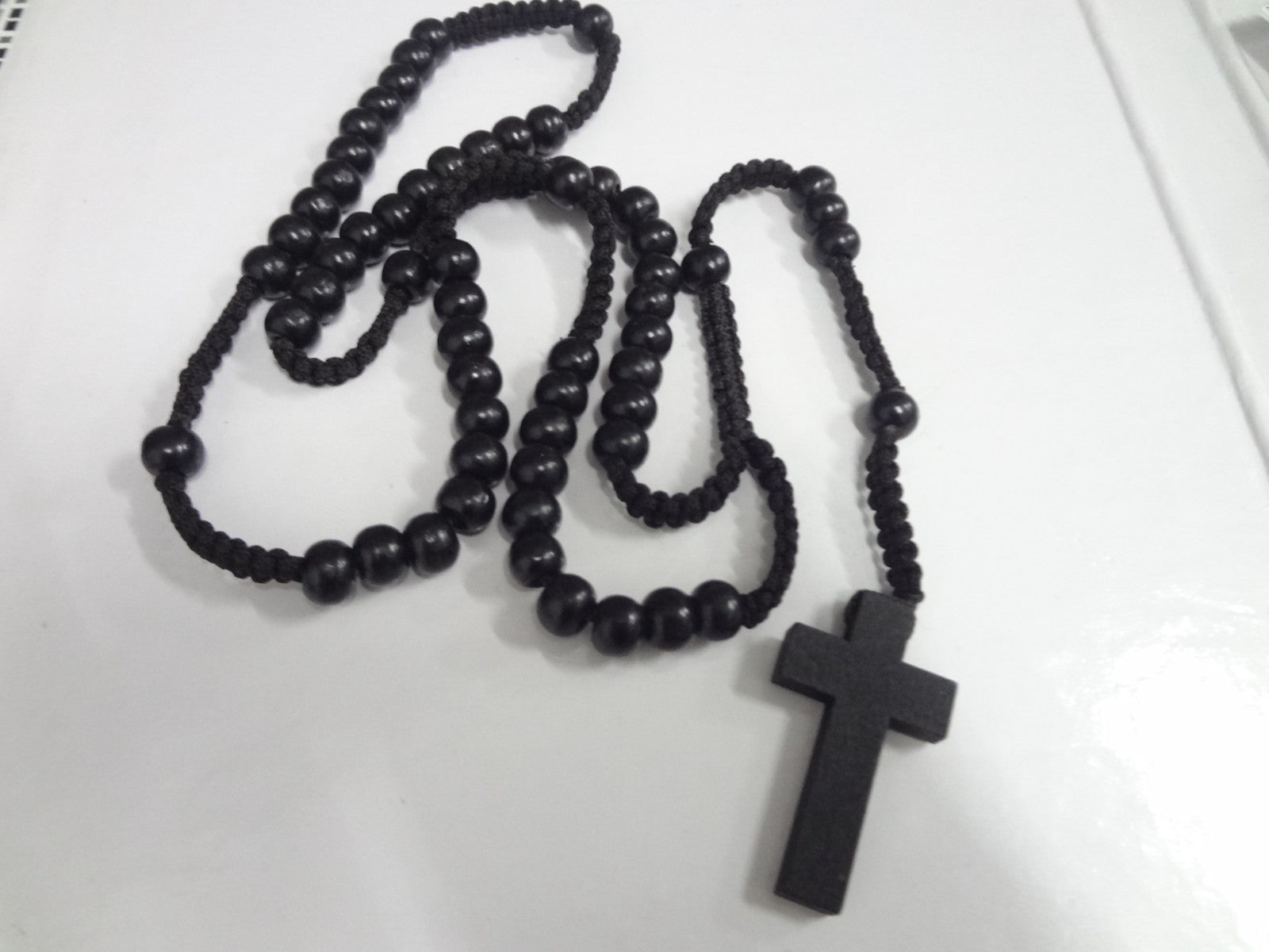 Handcrafted Wooden Rosary Necklace – Cross Design