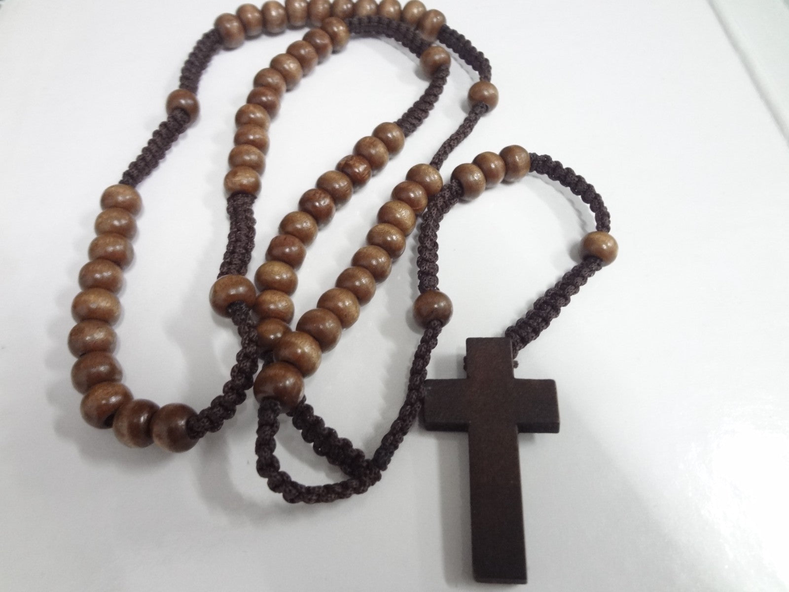 Handcrafted Wooden Rosary Necklace – Cross Design