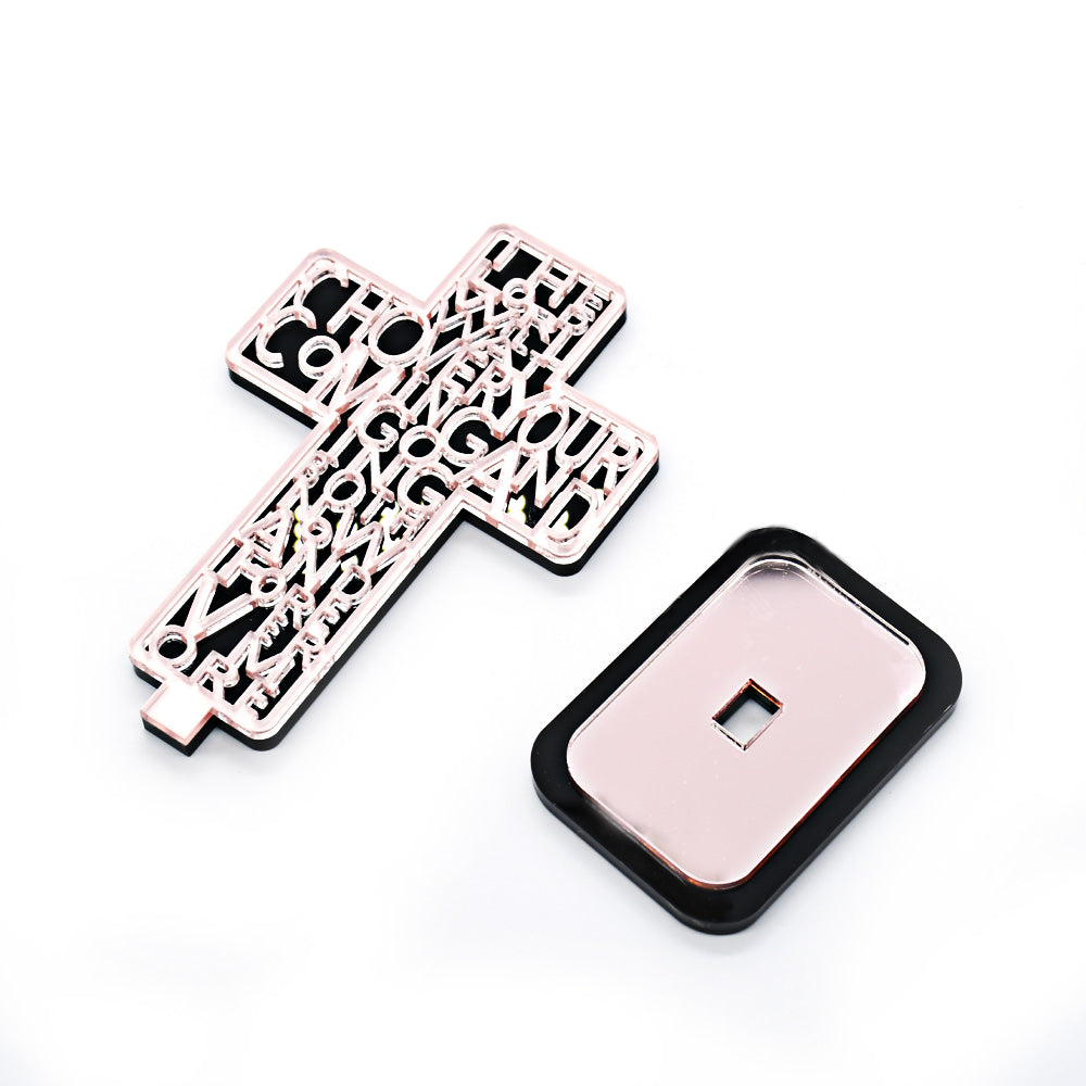 Acrylic Cross Ornament Stand with Scripture for Home, Office & Religious Decor