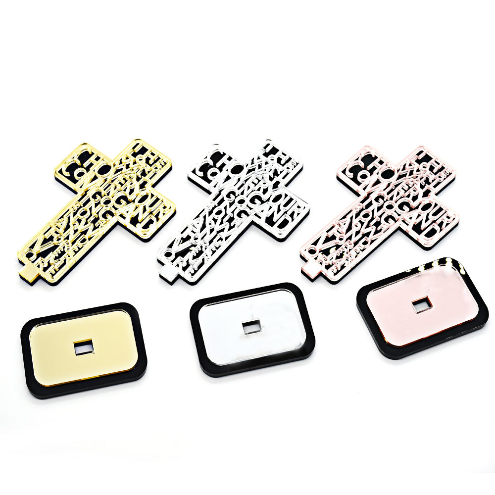 Acrylic Cross Ornament Stand with Scripture for Home, Office & Religious Decor