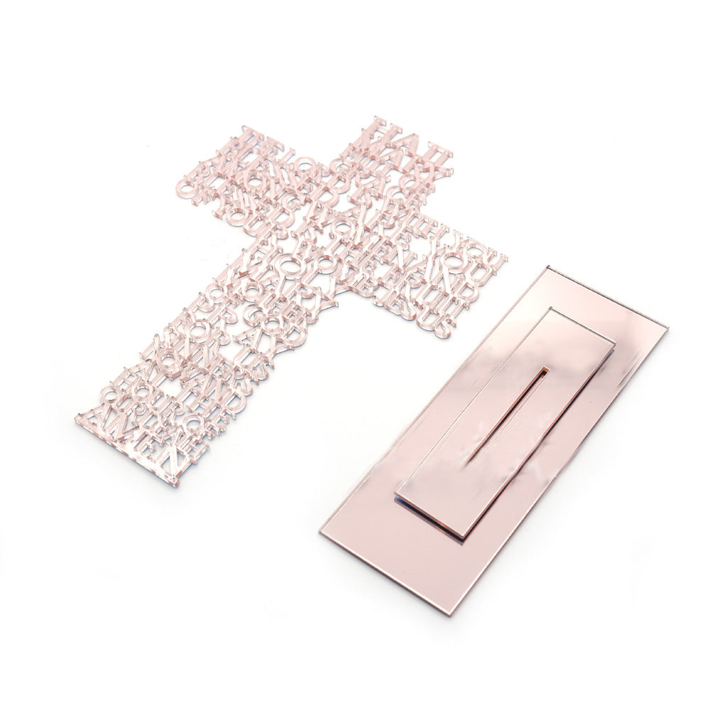 Acrylic Cross Ornament Stand with Hail Mary Prayer for Home, Office & Religious Decor