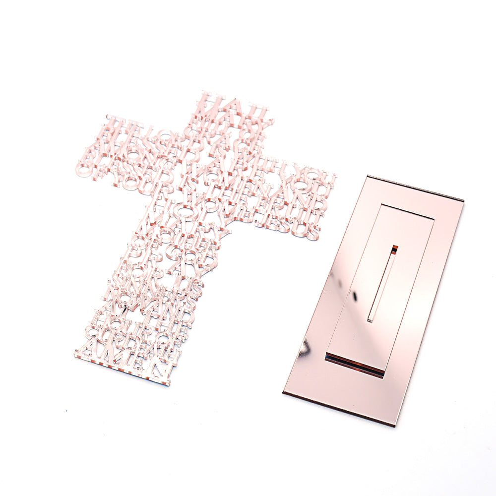 Acrylic Cross Ornament Stand with Hail Mary Prayer for Home, Office & Religious Decor