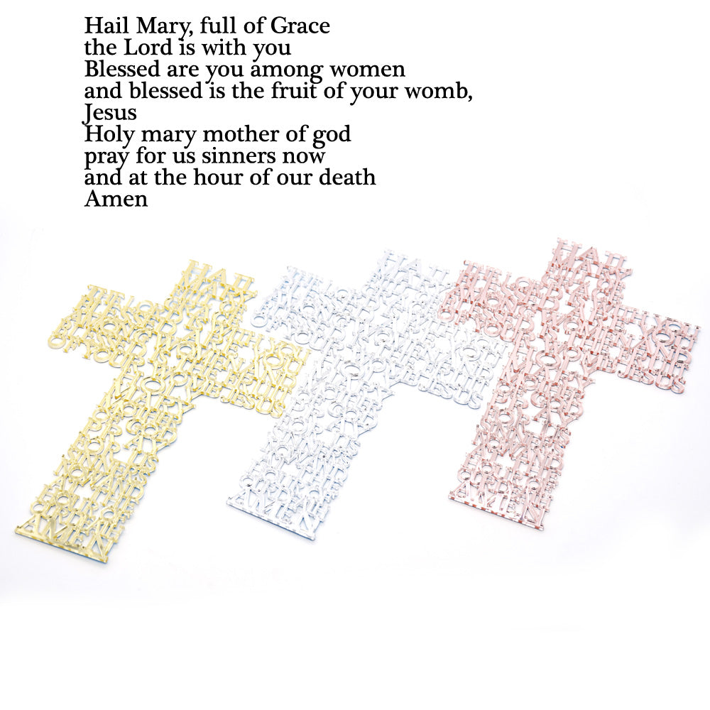 Acrylic Cross Ornament Stand with Hail Mary Prayer for Home, Office & Religious Decor