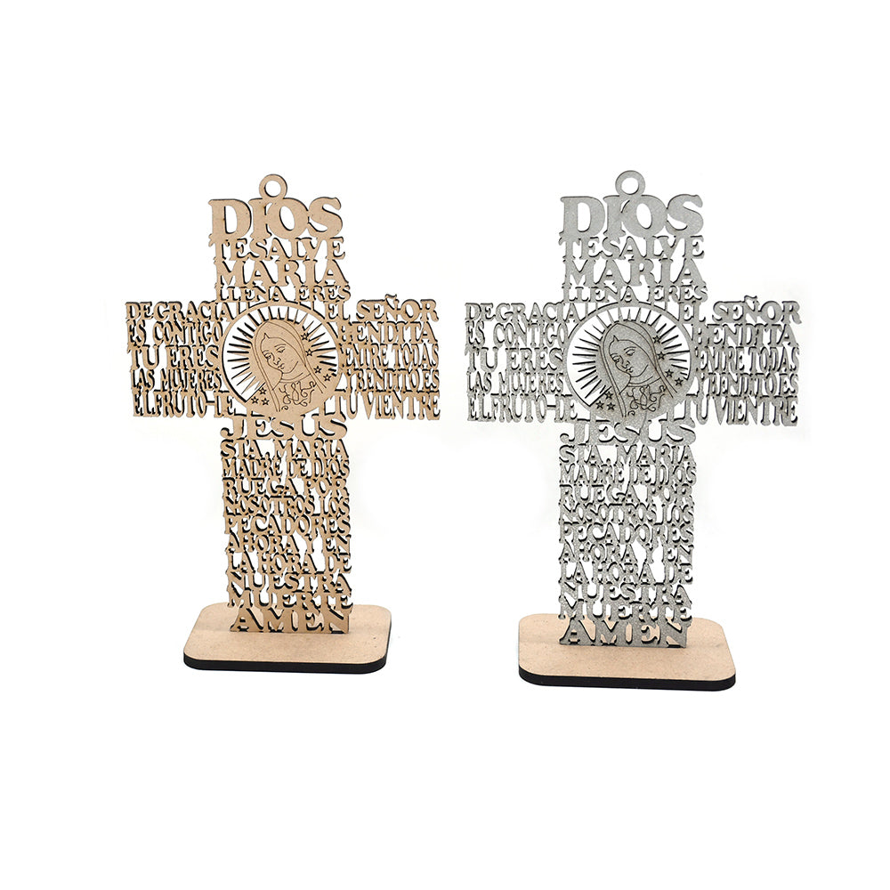 Wooden Cross Ornament Stand with Scripture for Home, Office & Religious Decor