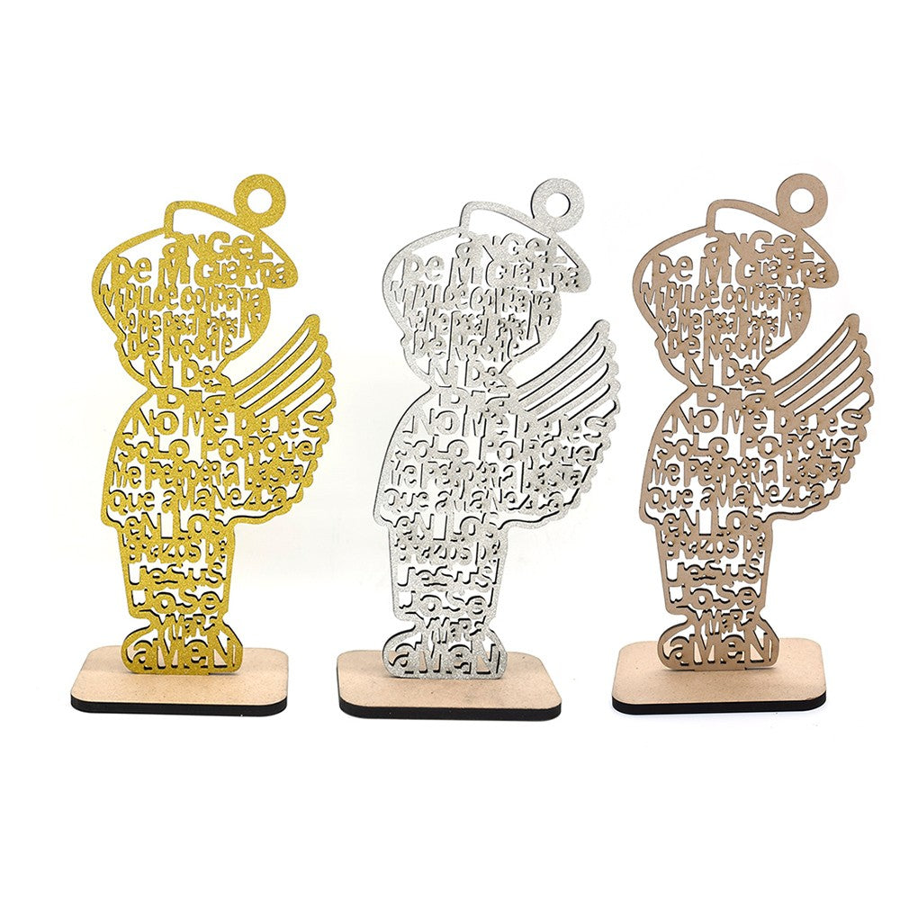 Wooden Angel Ornament Stand with Scripture for Home, Office & Religious Decor