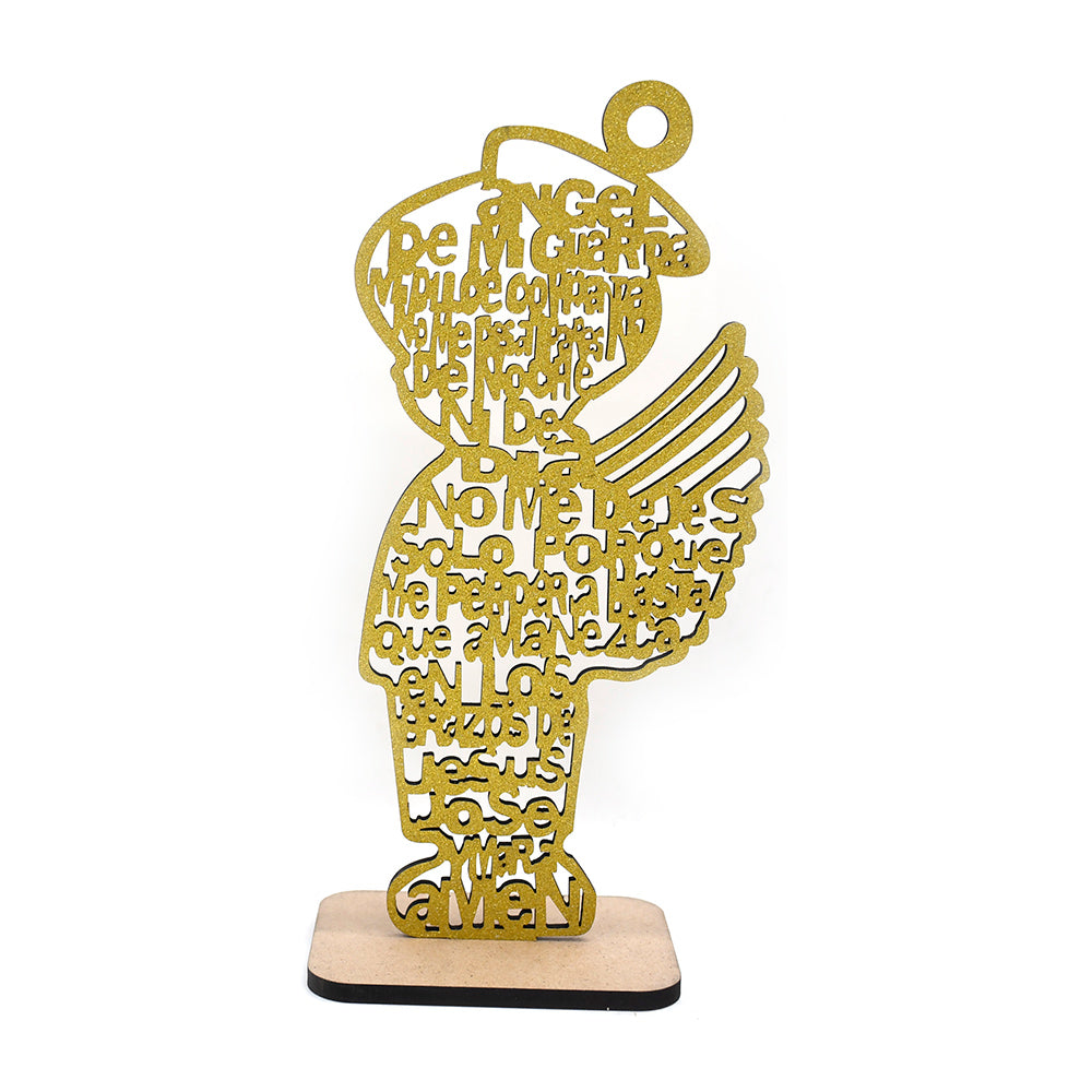 Wooden Angel Ornament Stand with Scripture for Home, Office & Religious Decor