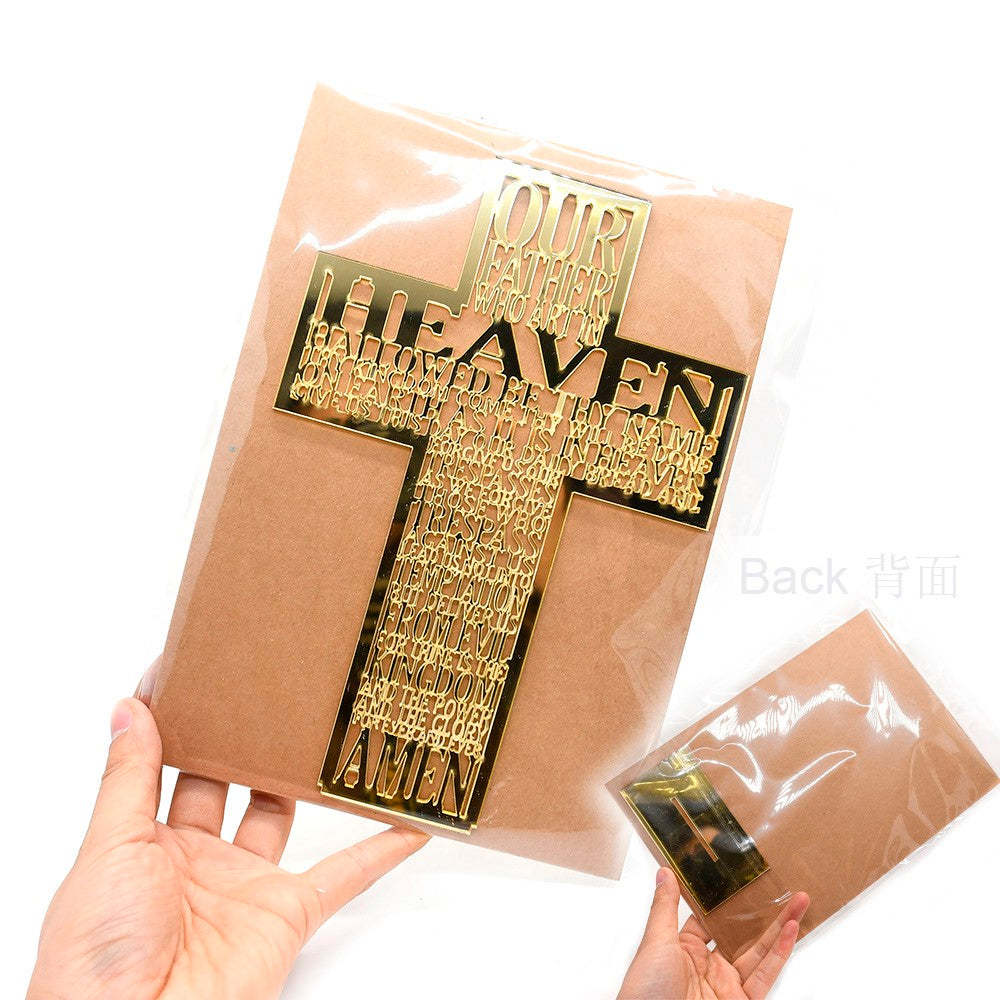 Acrylic Cross Ornament Stand with Scripture for Home, Office & Religious Decor