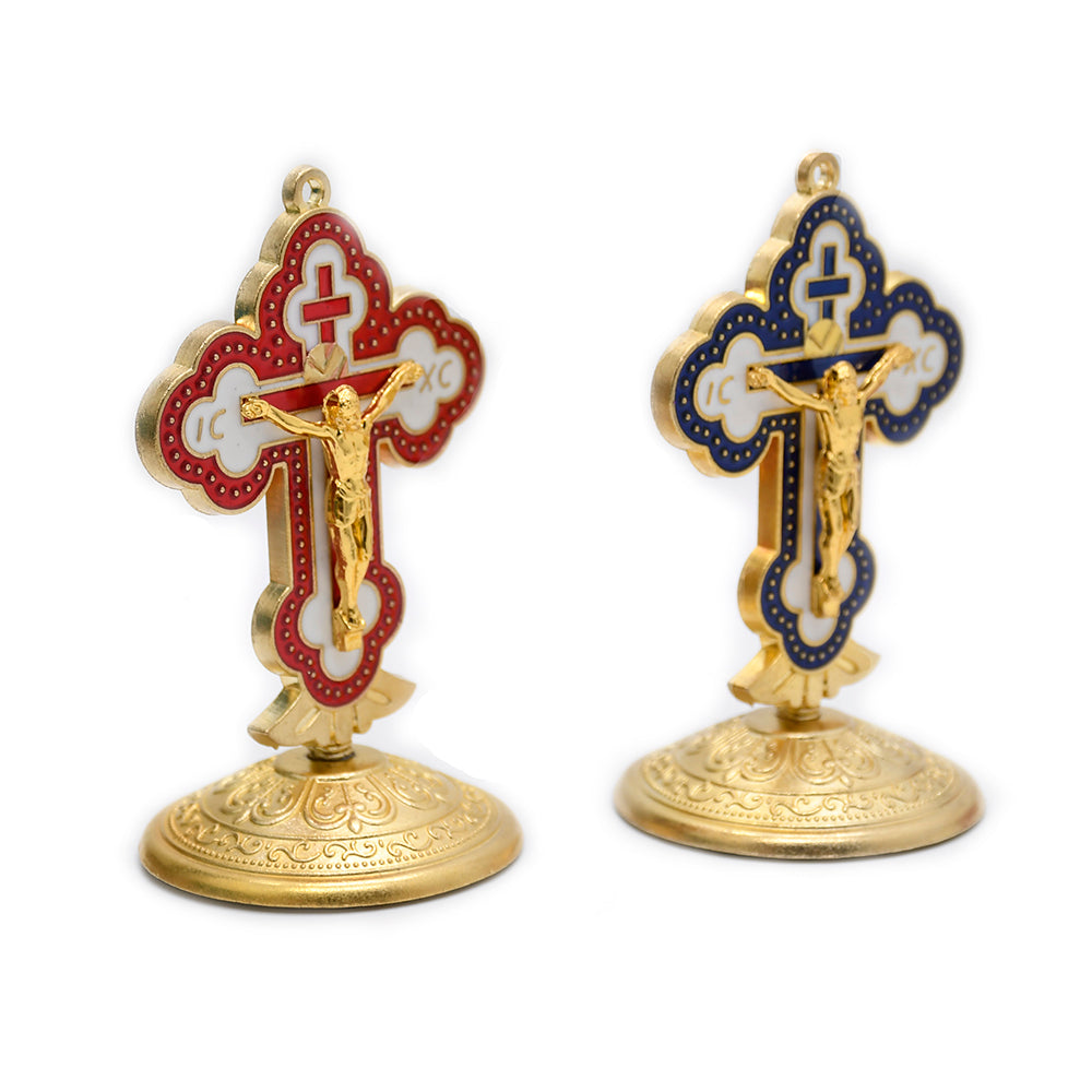 Enamel Alloy Crucifix Ornament Stand for Home, Office & Religious Decor