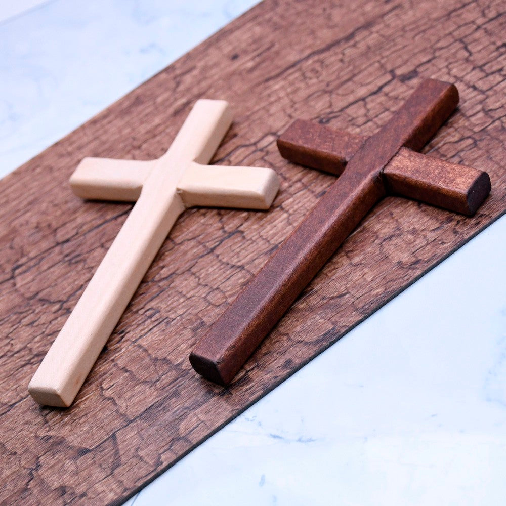 Handcrafted Wooden Cross Pendant – Christian Handheld Crucifix Gift