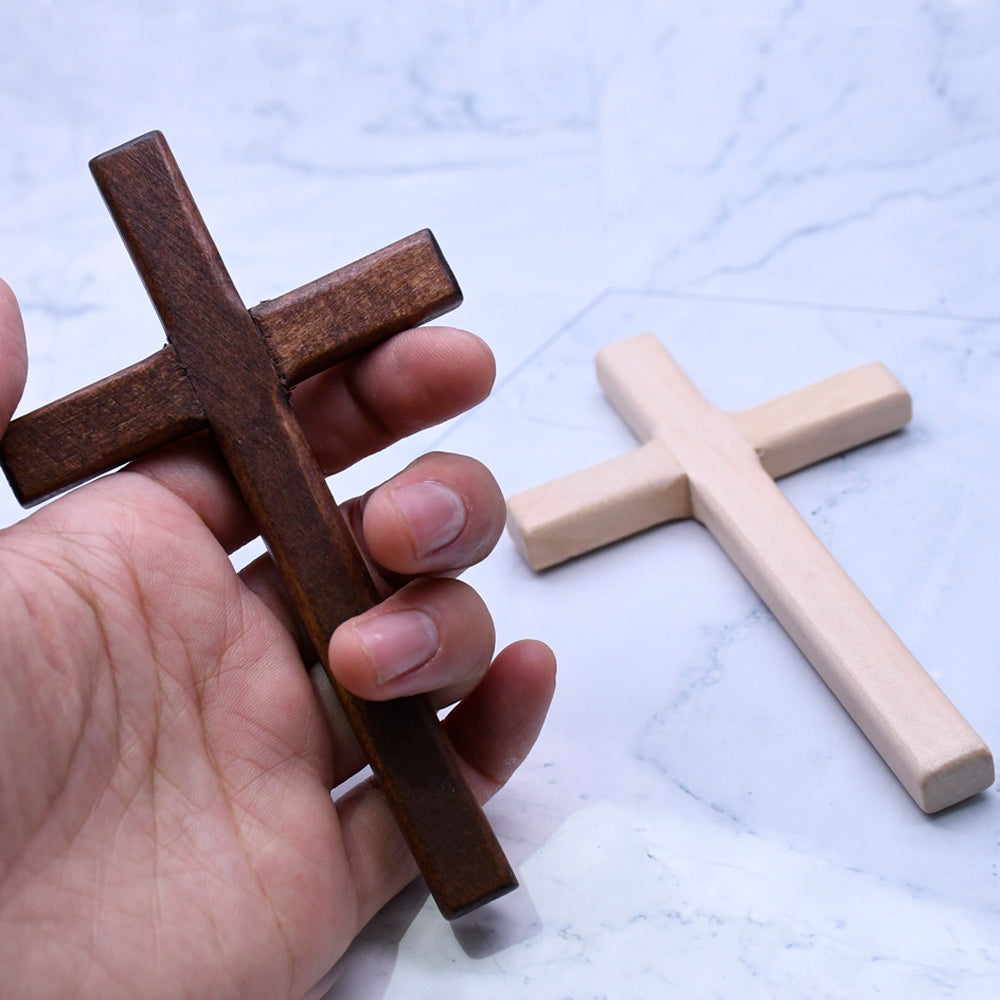 Handcrafted Wooden Cross Pendant – Christian Handheld Crucifix Gift