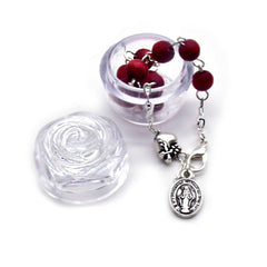 Vintage Italian Sacred Heart Rosary Bracelet – Scented Wooden Beads with Antique Silver (Mini Gift Box)