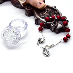 Vintage Italian Sacred Heart Rosary Bracelet – Scented Wooden Beads with Antique Silver (Mini Gift Box)
