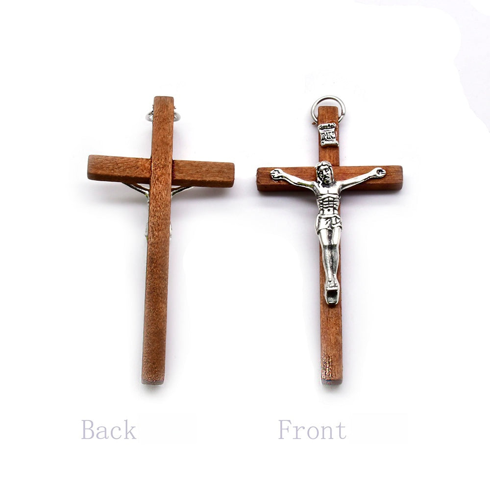 Wooden Crucifix Cross with Jesus – Handcrafted Christian Pendant