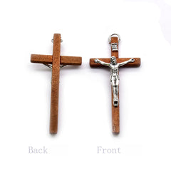 Wooden Crucifix Cross with Jesus – Handcrafted Christian Pendant