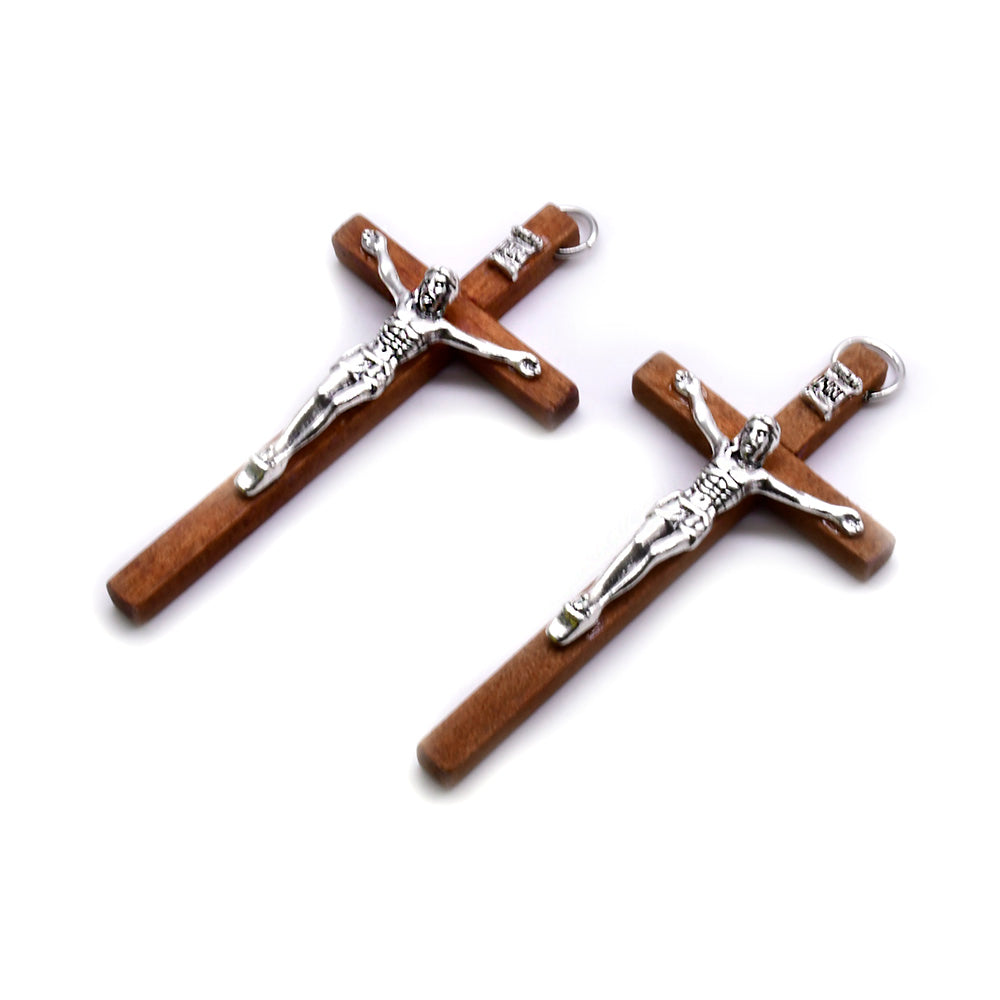 Wooden Crucifix Cross with Jesus – Handcrafted Christian Pendant