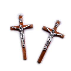 Wooden Crucifix Cross with Jesus – Handcrafted Christian Pendant